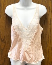 Vintage 80 s Maidenform Chantilly Pink Nylon Lace Cami Union Label Sz 36