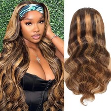 Ombre Headband Wig Human Hair 4/27 Highlight Body Wave Headband Wig 16 Inch