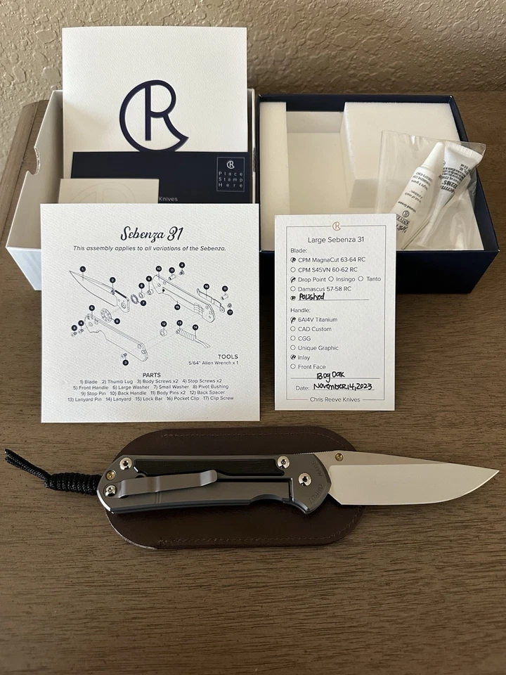 Cuchillos grandes Chris Reeve Sebenza 31 incrustación de roble pantano pulido L31-1136 RARO NUEVO Foto 2 de 4