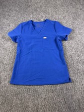 FIGS Technical Collection Scrub Top Womens Small Blue V Neck Medical Uniform