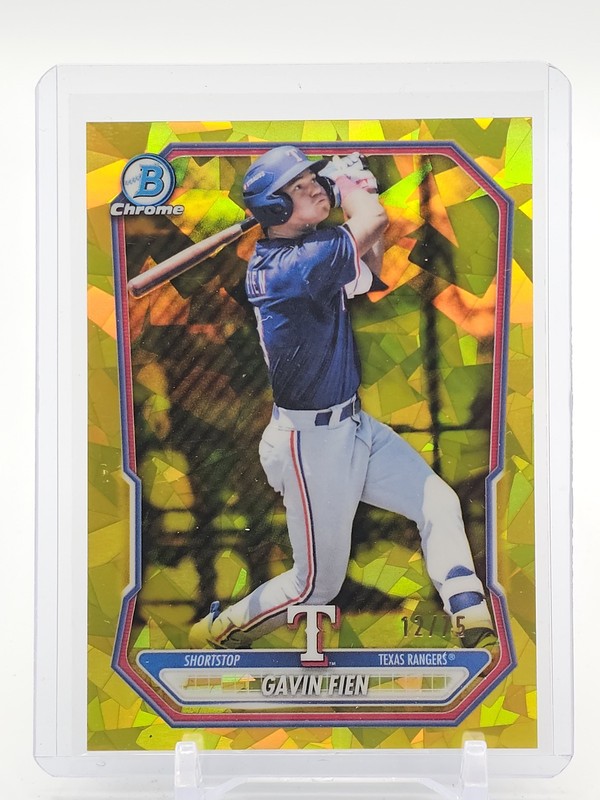 GAVIN FIEN 2026 BOWMAN CHROME SAPPHIRE ROOKIE YELLOW /75 #BCP-126 RANGERS Q4060