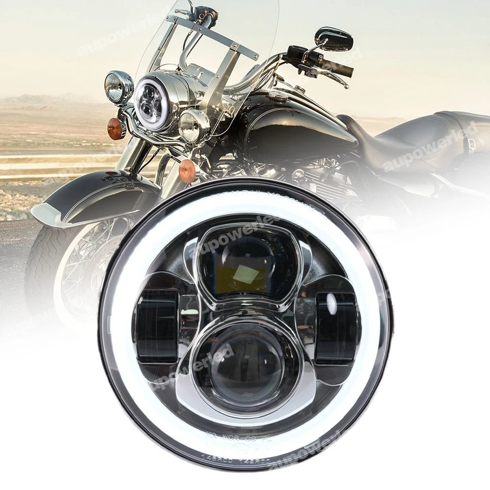 7" LED Headlight w/ Hi-Lo DRL beam For Harley Davidson Softail Heritage Classic - Image 2 of 4