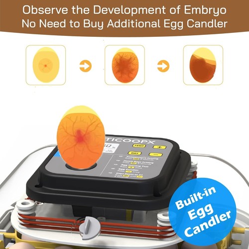 MATICOOPX 20 Egg Incubator w/ Humidity Display Candler Automatic Turner Hatching - Picture 4 of 6