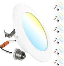 6 Sunco 4 Inch LED Retrofit Ceiling Downlights 800LM CCT Selectable 10W 60W