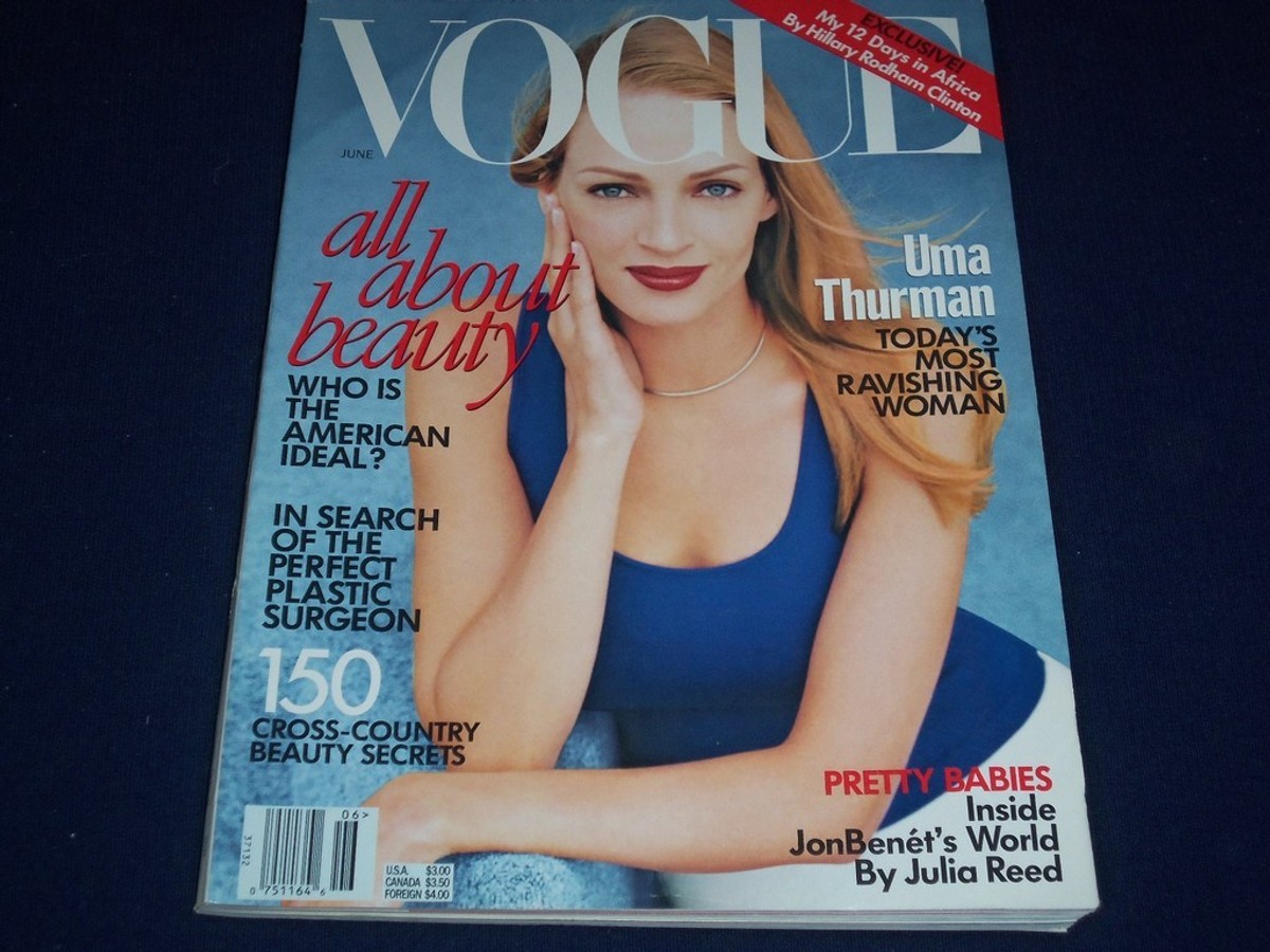 1997 JUNE VOGUE MAGAZINE - UMA THURMAN - FASHION SUPER MODELS - F