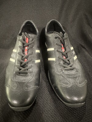 Prada Shoes Mens Leather Sneakers Size Black