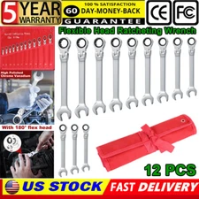12Pc 8-19mm Flexible Head Ratcheting Wrench Combination Spanner Auto Tool Metric