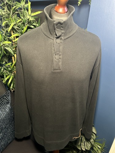 Hugo Boss Banner 1/4 Button Up Black Mens Large Jumper Pullover Sweater Terraces - Picture 4 of 8