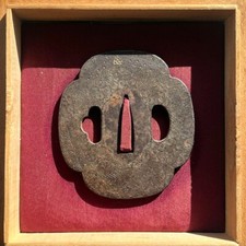Japanese Antique Tsuba of Katana Samurai Sword Guard Iron Rare Design 71-E44