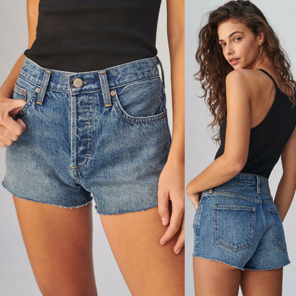 Denim Forum Aritzia The Yoko Shorts Medium Wash High Rise