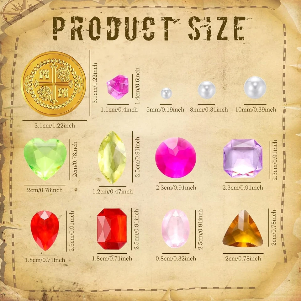 319 Piezas Pirata Tesoro Pirata Oro Monedas Falsas Plástico Pirata Gemas y Joyas Pl Foto 3 de 4