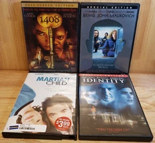Lot of 4 Sci-Fi & Thriller DVDs: Identity, 1408, Martian Child, Malkovich