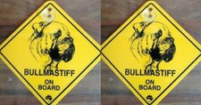 2 Stück 12cm Roadsign Schild mit Saugnapf BULLMASTIFF Warnschild Hund