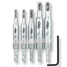 Snappy 5pc Self Centering Hinge Drill Bit Set #2–14 Cabinet MADE IN USA 