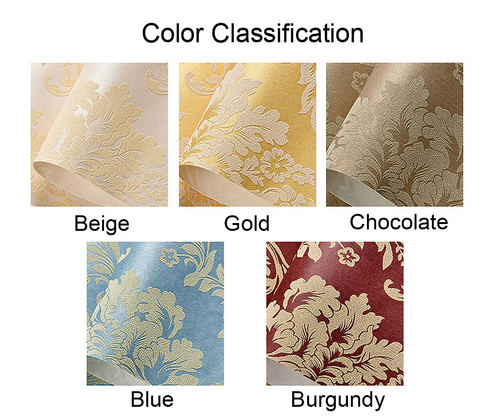 10m European Gold Damask Embossed Wallpaper Roll - Non-woven, Textured With Glitter, Peelable