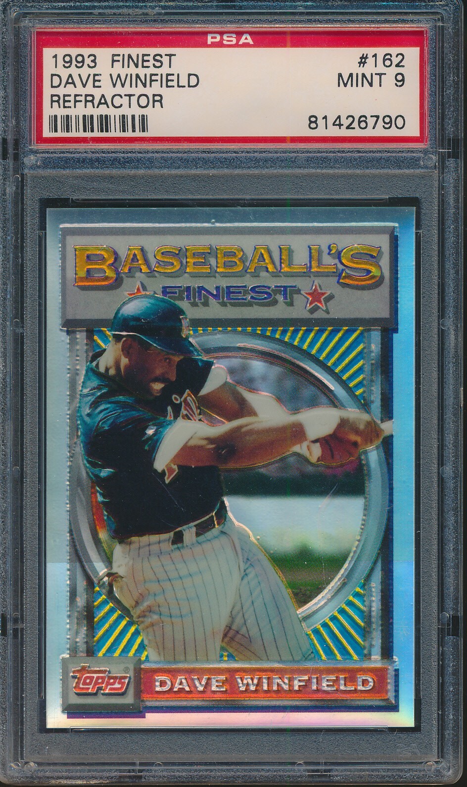 1993 FINEST BASEBALL #162 DAVE WINFIELD REFRACTOR PSA 9 MINT HOF