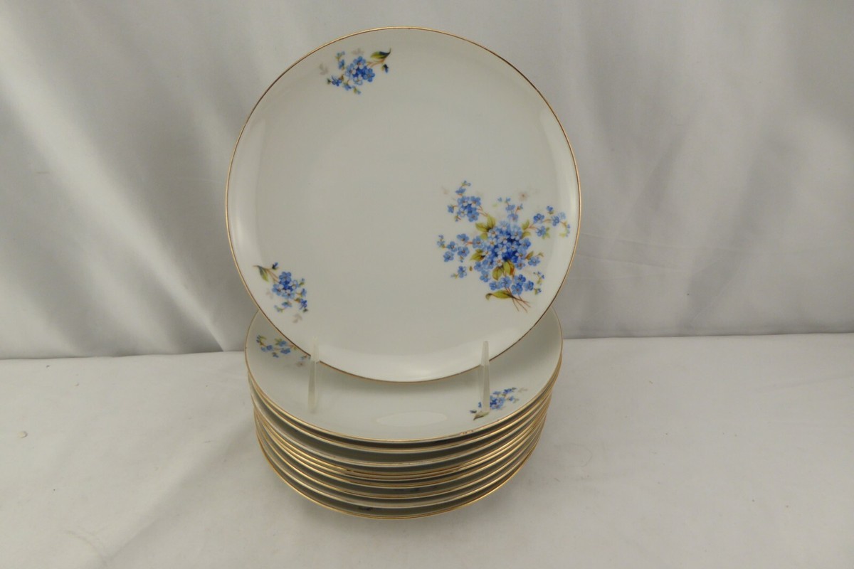 Cornelia Loucky Carlsbad Czech Set 10 Salad Plates Blue Flowers