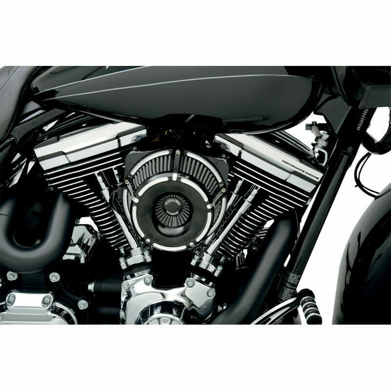 Performance Machine Contrast Cut Scallop Rocker Box Covers Harley Twin 99- Black - Image 3 of 4
