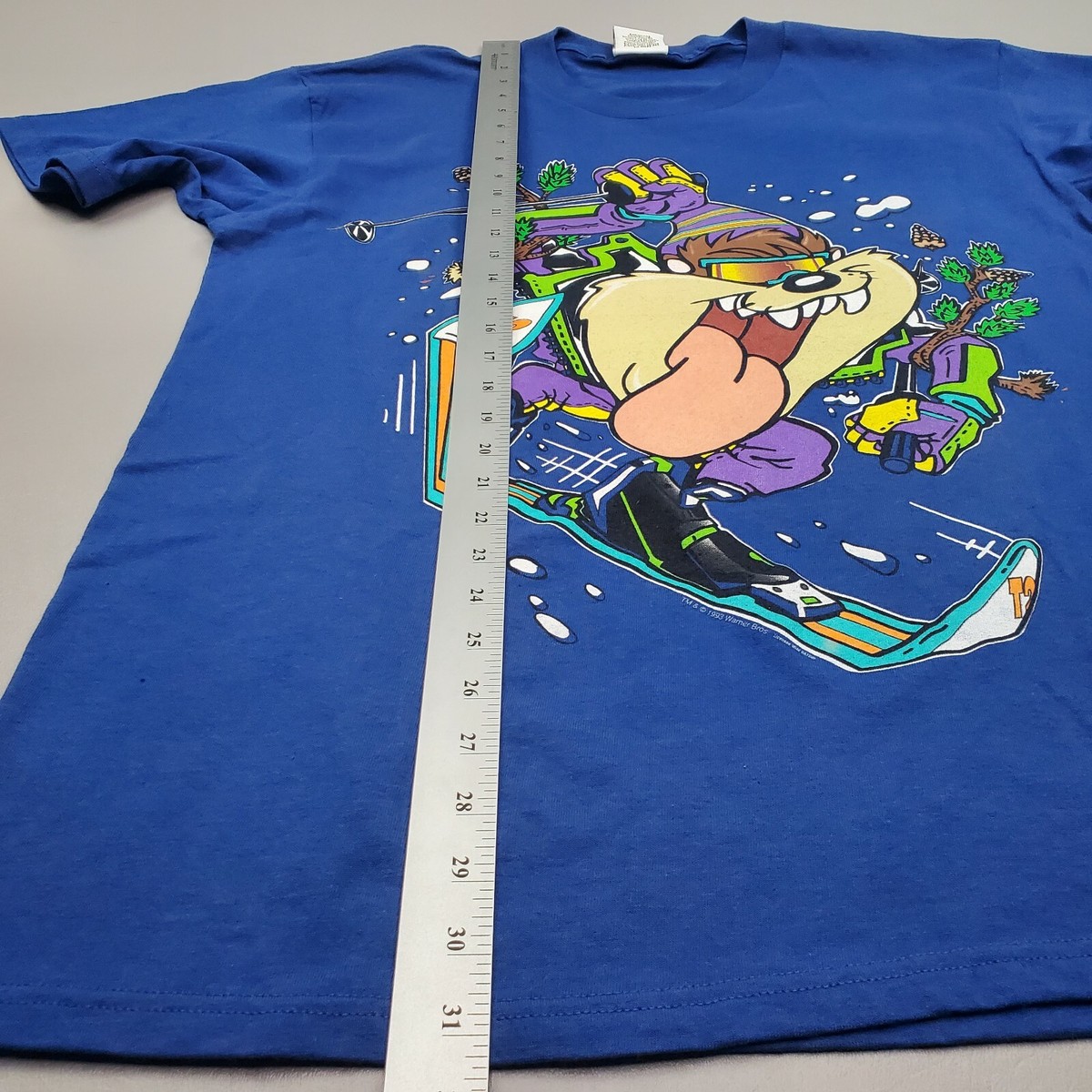 Vintage 1993 Warner Bros Taz Ski Cartoon T-Shirt Size L