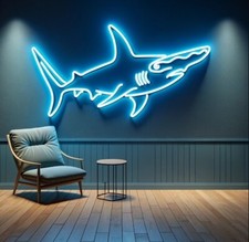 Shark hammer  neon sign, shark hammer neon sign, neon hammerhead sign(size 30