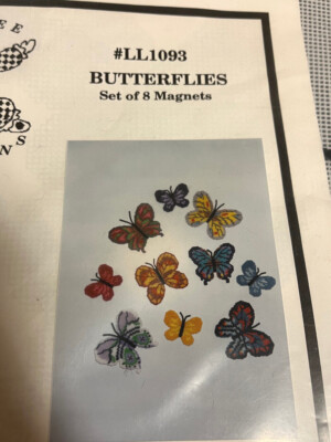 NOS vintage Luvlee Designs butterfly magnets plastic canvas kit butterflies