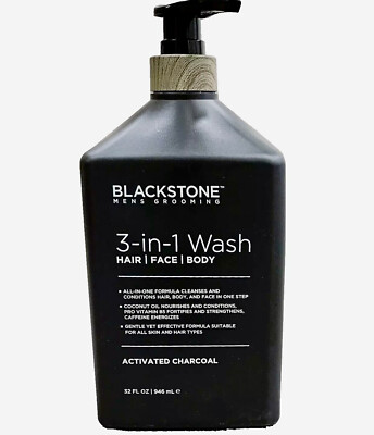 Men's Premium Body Wash - All Purpose 3 in 1 Blackstone Activated Charcoal 32oz