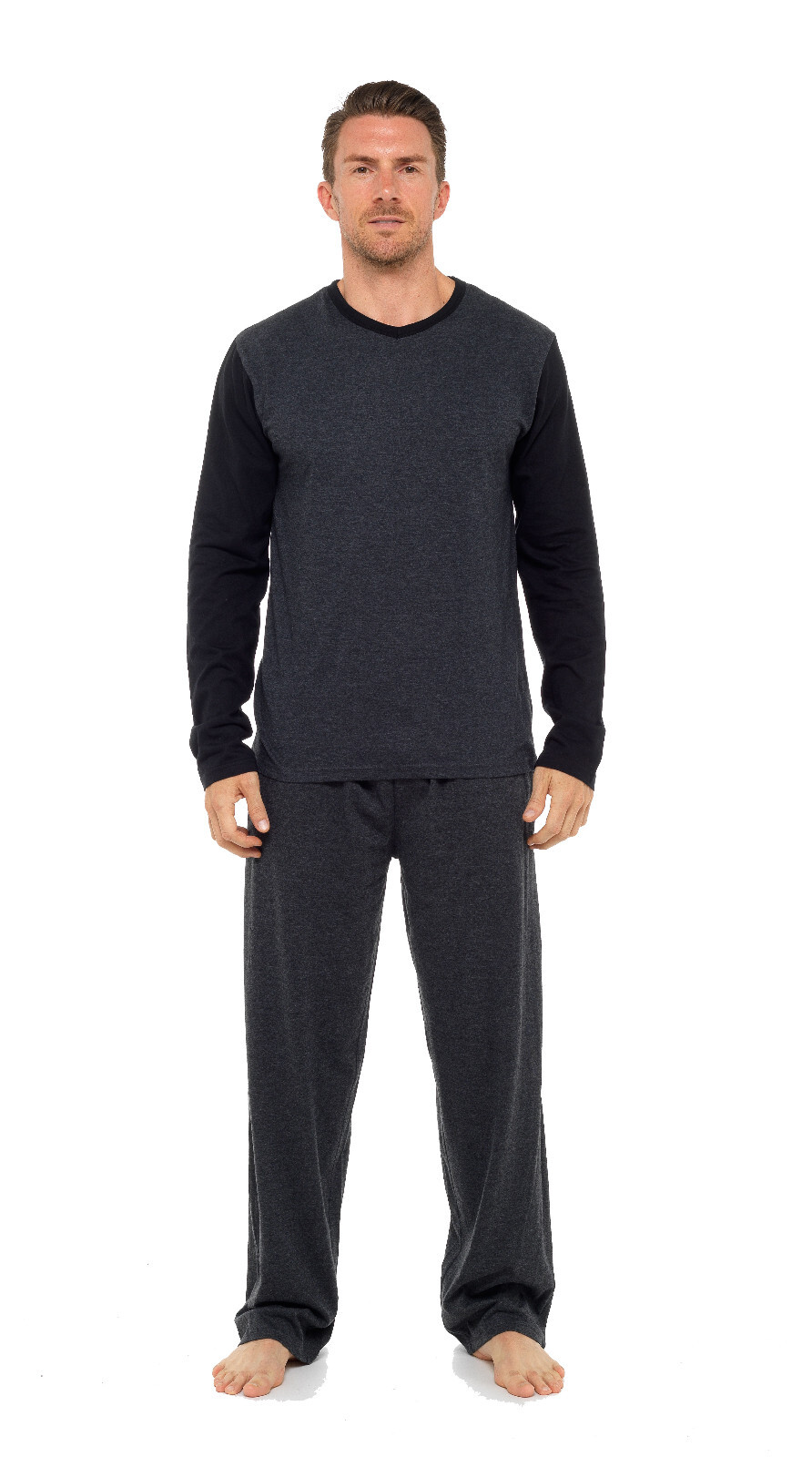 Mens Loungewear Jersey Long Sleeve Top Pyjama Set Pjs SXXL eBay