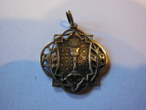 Ancienne Médaille De Communion – Argent – Croix – Occasion