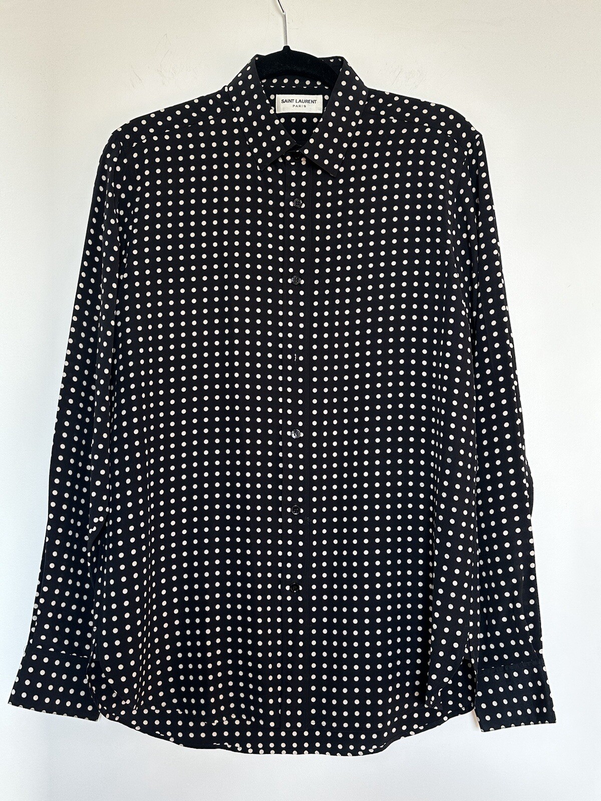 SAINT LAURENT Camicia di seta a pois FW16 [disegnata da Hedi Silmane]