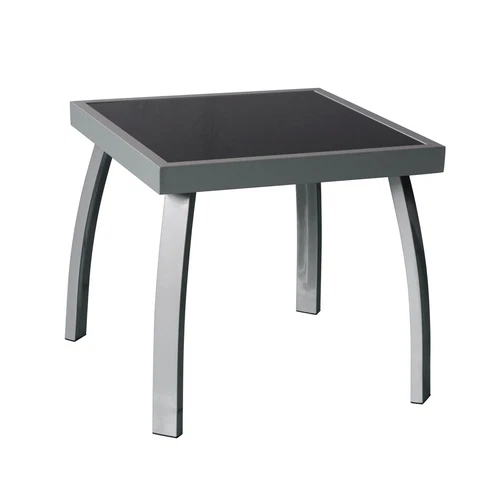 Jarder Garden Coffee Side Snack Table Metal Aluminium Glass Square Patio Outdoor