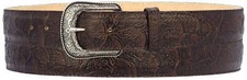 Handcrafted Full Grain Genuine Leather Cowboy Brown Pirarucu LG Fish Print Belt