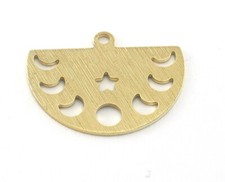 5 pcs Semi Circle Half Moon Star Brushed brass 22x16mm charms findings 4117-130