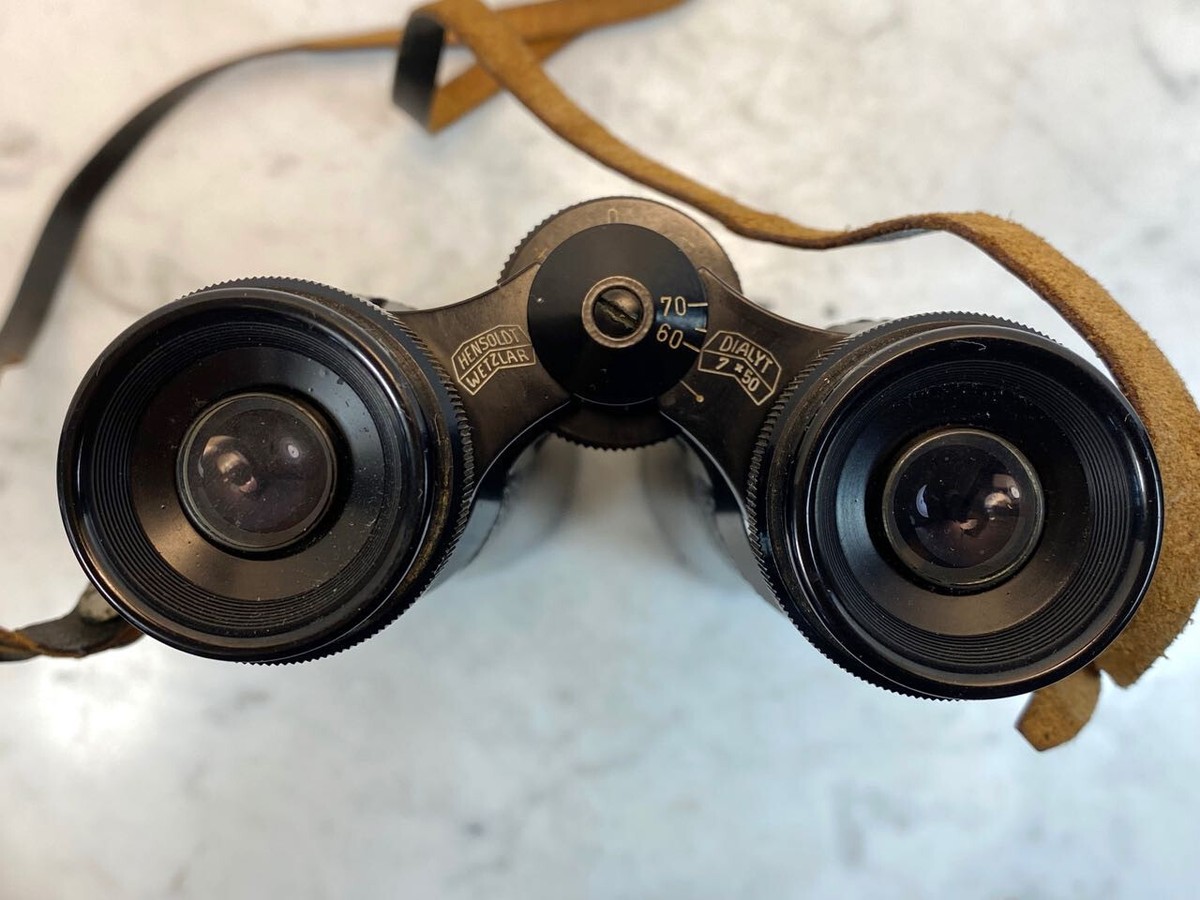Antique HENSOLDT WETZLAR Dialyt 7x50 Binoculars + Case WW2