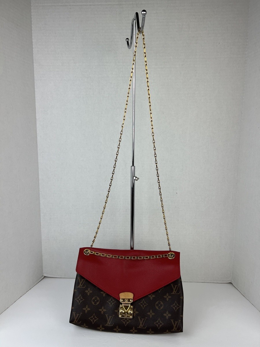 Louis Vuitton LV Monogram Canvas Red Leather Pallas Chain Louis Vuitton LV Monogram Canvas Red Leather Pallas Chain