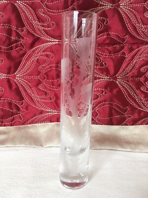 Geätzte schottische Distel Bleikristall Studio Kunst Glas Vase 7 5/8'' Klarglas