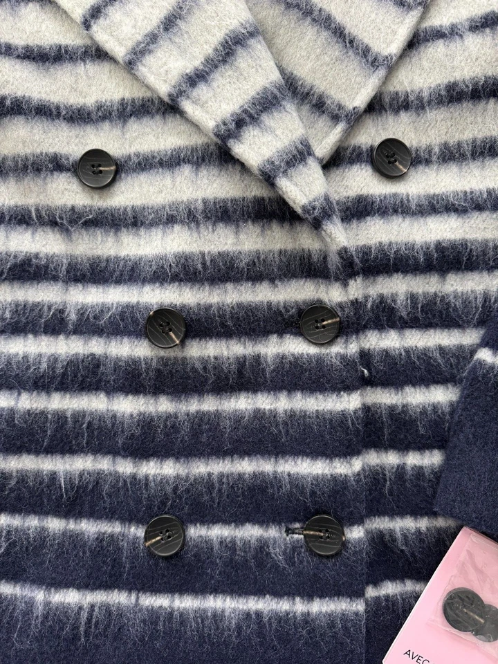 Nuevo con etiquetas Abrigo Avec Les Filles Mezcla Lana Doble Pecho, Mujer Pequeño Foto 3 de 4