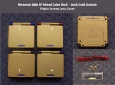 GBA SP Replacement Housing Shell,Plastic LCDLens Cover, Dark Gold Color Outside