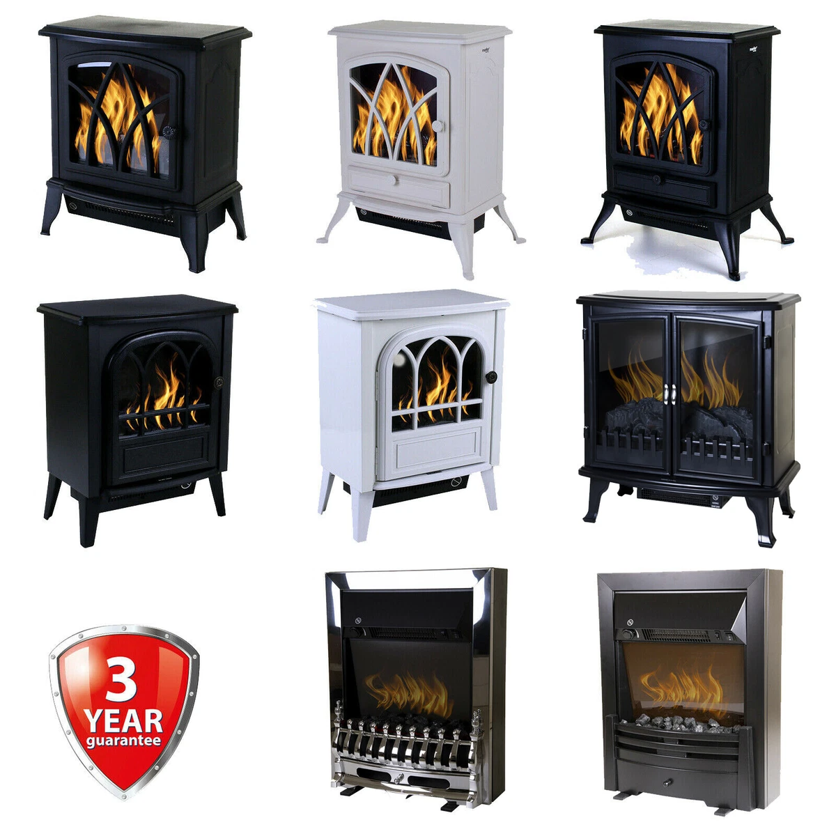 Electric Fireplace Fire Wood Flame Heater Stove Living Room Log Burner Fan  Heat | eBay