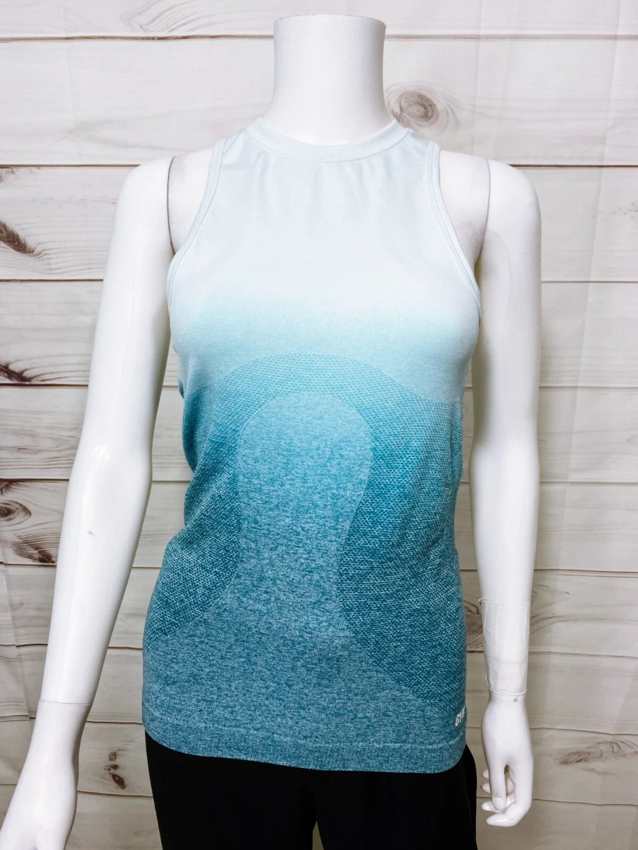 Gymshark Womens Tank Top XS Blue & White Ombre Sleeveless Racerback  Activewear