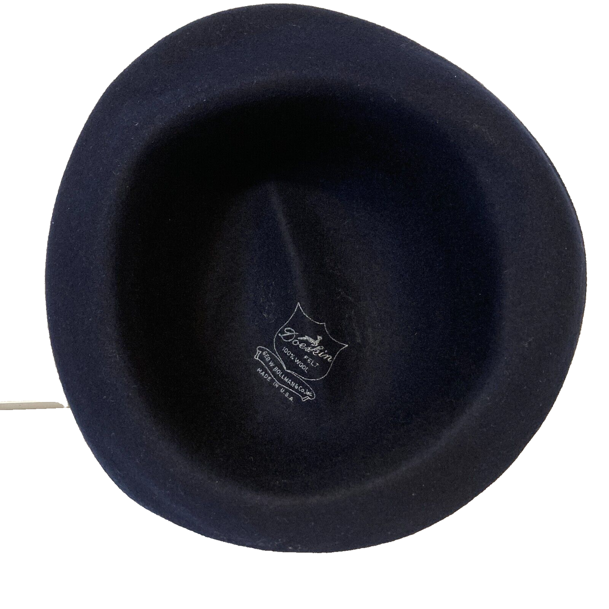 Vintage Blue Hat Geo W. Bollman & Co. Doeskin Felt 100% Wool 