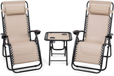 Giantex 3 PCS Zero Gravity Chair Patio Chaise Lounge Chairs Outdoor Yard Pool Re