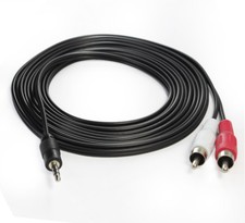 Extra Long 12ft - 3.5 mm to 2 x RCA Stereo Audio Cable Lead Cord, Black