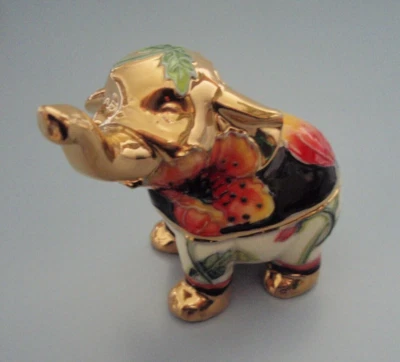Old Tupton Ware Gold Poppy Ceramic Elephant Figurine * New in Box * Gift