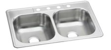 Glacier Bay - 33 in. Drop in Double Bowl 22 Gauge Stainless Steel Kitchen Sink
