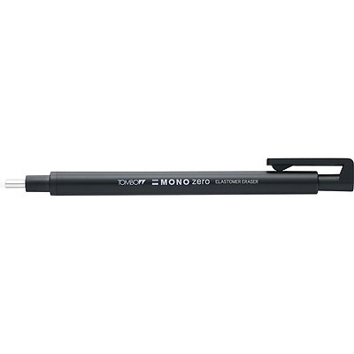 Tombow JAPAN EH-KUR11 Mono Zero Eraser Round-type #Black＋Eraser Refills(2 pcs)