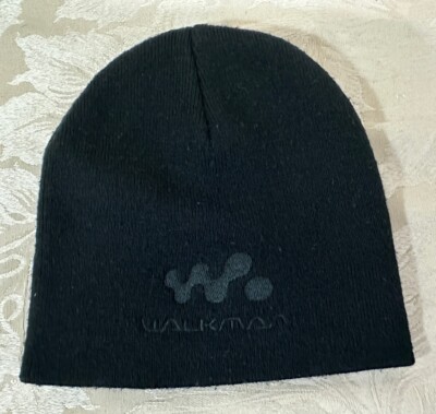 Vintage Sony Walkman - Black Beanie Pull-on Hat with Embroidered 