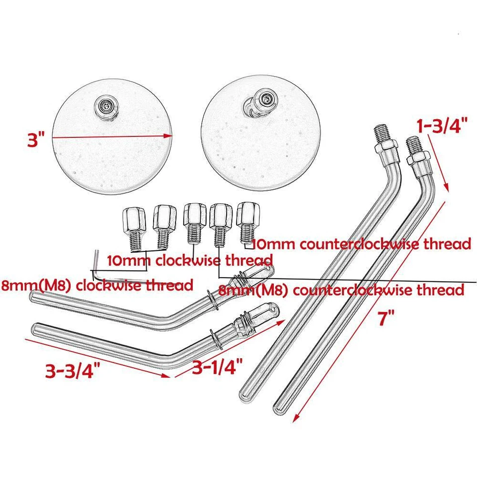 Pair Chrome Round Rearview Mirrors For Triumph Bonneville T100 T120 Speed Twin - Image 2 of 4
