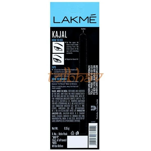 Delineador de ojos LAKME Eyeconic Kajal, negro profundo, 0,35 gm dura hasta 22 horas a prueba de manchas Foto 2 de 4