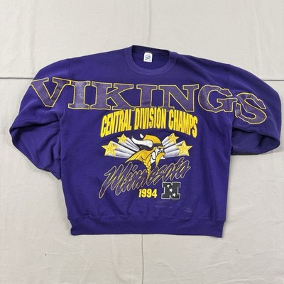Vintage 1994 Jerzees Minnesota Vikings Central Division Champs Crewneck Sz L