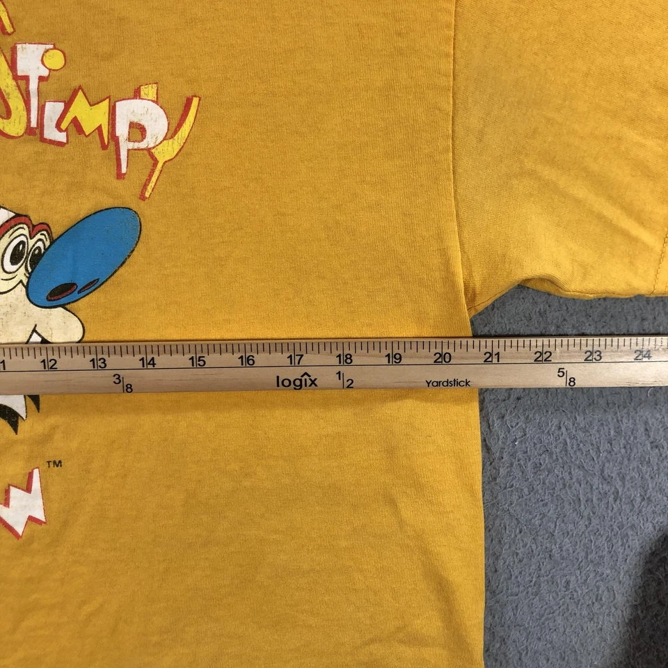Camiseta De Colección Ren & Stimpy Para Hombres Grande Amarilla Nickelodeon Dibujos Animados Gráfico Camiseta Foto 3 de 4